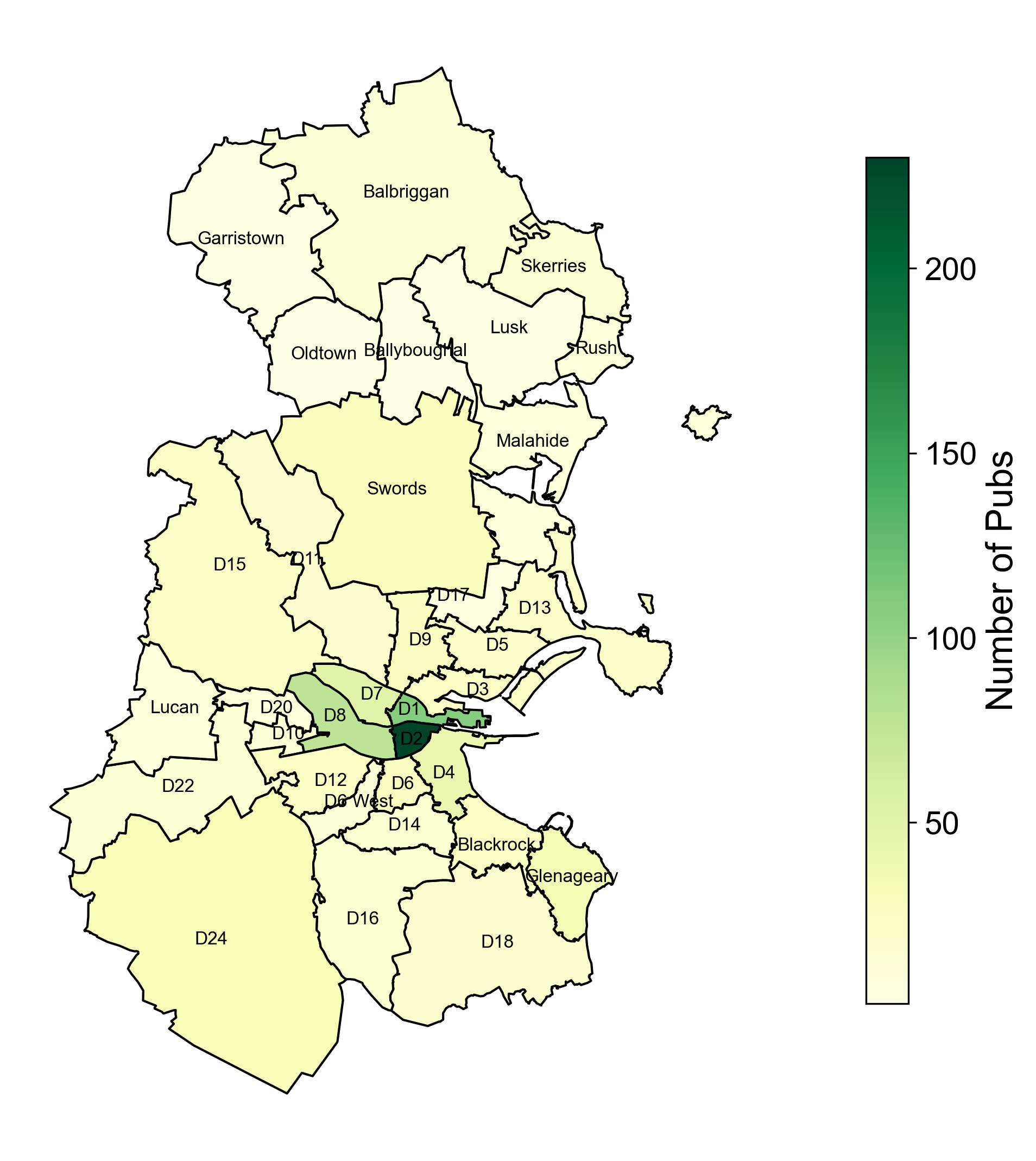 Number of Pubs by Postal Region