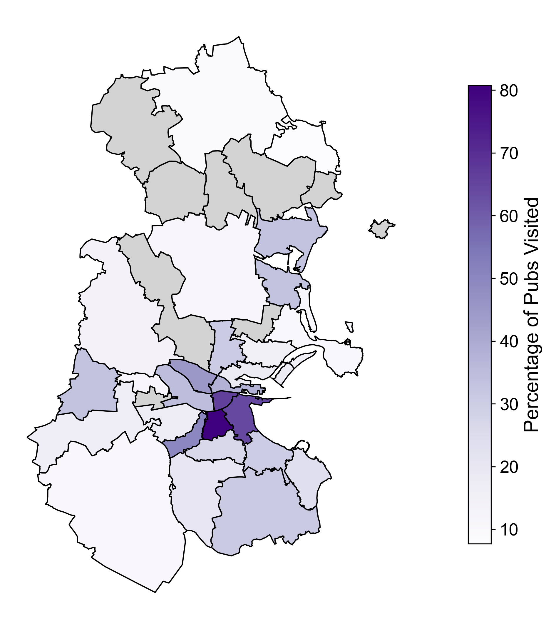 Percentage of Pubs Visited by Postal Region